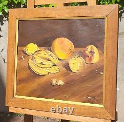 Signed Old Table. Still Life At Fruits. Oil Painting On Canvas 1917