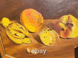 Signed Old Table. Still Life At Fruits. Oil Painting On Canvas 1917