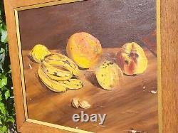 Signed Old Table. Still Life At Fruits. Oil Painting On Canvas 1917