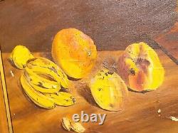 Signed Old Table. Still Life At Fruits. Oil Painting On Canvas 1917