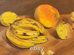 Signed Old Table. Still Life At Fruits. Oil Painting On Canvas 1917