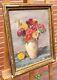 Signed Old Table (r. Loval). Bouquet Of Flowers. Oil Paint On
