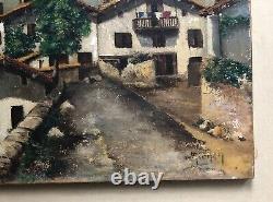 Signed Old Tableau, Landscape of the Basque Country, Oil on Canvas, Painting, 20th Century.