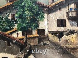 Signed Old Tableau, Landscape of the Basque Country, Oil on Canvas, Painting, 20th Century.