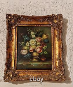 Signed Remy old painting Bouquet of Peonies in a superb frame