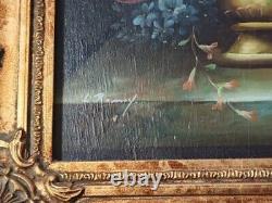 Signed Remy old painting Bouquet of Peonies in a superb frame