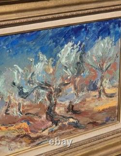 Signed antique painting, Old Olive Trees. Oil on canvas.