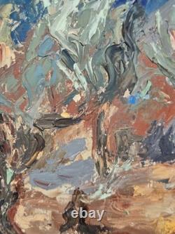 Signed antique painting, Old Olive Trees. Oil on canvas.
