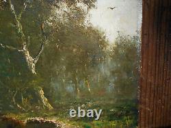 Small Antique Miniature Oil Painting on Wood Panel School of Barbizon