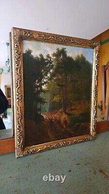 Small Old Oil Painting from the Barbizon School 19th century Harpignies Rousseau