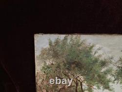 Small Old Painting Oil on Canvas French School of Barbizon Countryside 19th Century