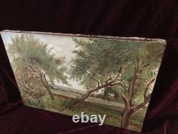 Small Old Painting Oil on Canvas French School of Barbizon Countryside 19th Century