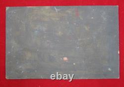 Small Old Painting Oil on Panel Lakeside Landscape, 19th 20th Century, signed Goy