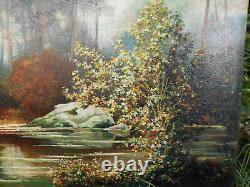 Small Old Painting Oil on Wood HSB Panel Barbizon School Forest