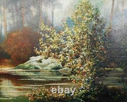 Small Old Painting Oil on Wood School of Barbizon Forest Harpignies
