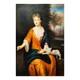 Square Oil On Canvas Portrait Of Lady With Dog 60x90 Antique Style Made In Italy