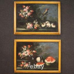 Still Life With Rabbit Old Painting Oil On Canvas Painting Vase Flowers 700