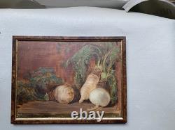 Still Life with Vegetables, Turnip and Parsnip – Antique 19th-Century Painting