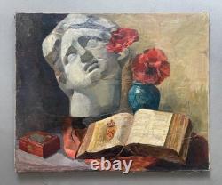 Still life, oil on canvas, antique painting, painting, 20th century