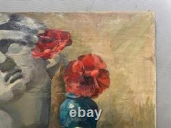 Still life, oil on canvas, antique painting, painting, 20th century