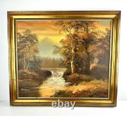 Sublime Oil on Canvas Signed Jackson in Antique Gold Frame River Forest