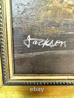 Sublime Oil on Canvas Signed Jackson in Antique Gold Frame River Forest