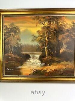 Sublime Oil on Canvas Signed Jackson in Antique Gold Frame River Forest