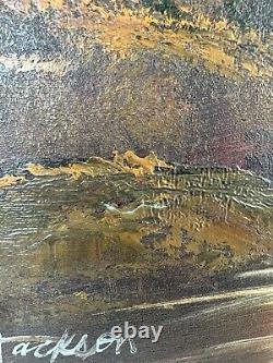 Sublime Oil on Canvas Signed Jackson in Antique Gold Frame River Forest