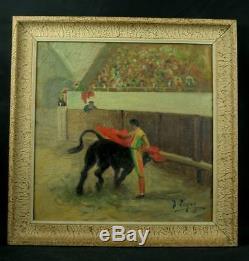 Superb Ancient Oil Painting On Canvas Corrida Toreador Torero Signed