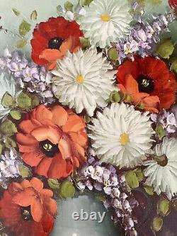Superb Flower Bouquet Oil on Canvas 50x61 Ancient Signed Coplan