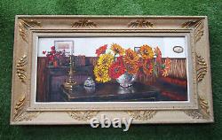 Superb Large Old Painting Signed Georges Pau Frame Montparnasse Circa 1950