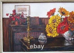 Superb Large Old Painting Signed Georges Pau Frame Montparnasse Circa 1950