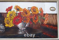 Superb Large Old Painting Signed Georges Pau Frame Montparnasse Circa 1950