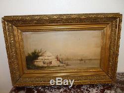 Superb Old Painting Oil Painting On Wood Landscape Orientalist Louis Clanet