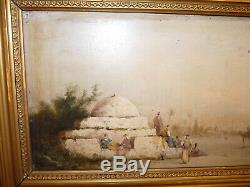 Superb Old Painting Oil Painting On Wood Landscape Orientalist Louis Clanet