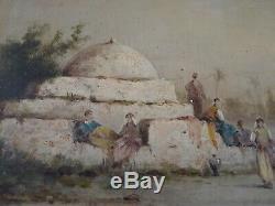 Superb Old Painting Oil Painting On Wood Landscape Orientalist Louis Clanet