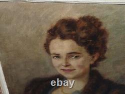Superb old oil painting on canvas of a woman signed Wilhelm Klier 1950
