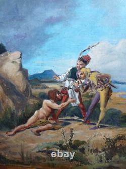 Superb old painting signed original oil on cardboard panel 19th century