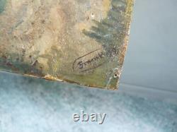 Superb old painting signed original oil on cardboard panel 19th century