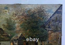 Table A-old Signed M Little, Oil On Canvas To Restore Nineteenth End Deb Twentieth