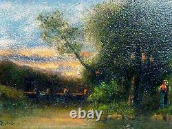 Table Ancient Fine Wood Oil 19 Eme Debut 20 Eme Landscape Signature