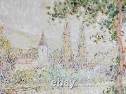 +++ Table Ancient Oil Lucien Boulier (1882-1963) Landscape Pointillist +++