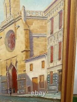 Table Ancient Oil On Canvas Church St Sebastien Narbone/monograme