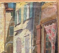 Table Ancient Oil Paul Hubert Lepage Reims Landscape Street Houses