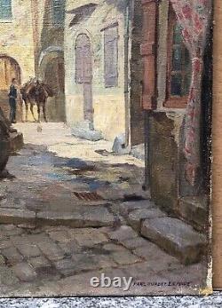 Table Ancient Oil Paul Hubert Lepage Reims Landscape Street Houses