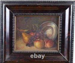 Table Ancient Oil Still Life Fruit Grapes Xxth