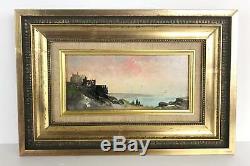 Table / Ancient Painting On Framed Panel (seaside) 32 CM X 21