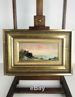 Table / Ancient Painting On Framed Panel (seaside) 32 CM X 21