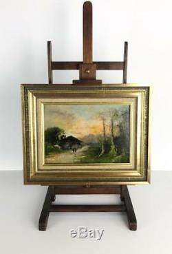 Table / Ancient Painting On Framed Panel (seaside) 32 CM X 21