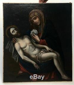 Table Ancient Religious, Oil On Canvas, Virgin And Christ XVII